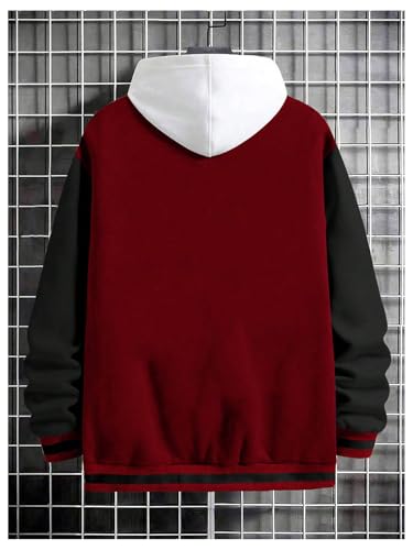 Men's Letter Print Varsity Jacket Slogan Graphic Button Down Coat Bomber Baseball Coat With Pockets2