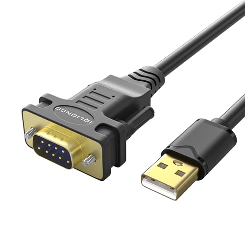 IQlionco 10FT USB to DB9 Male Serial Adapter Cable with ftdi FT232RL Chipset for High-Speed Data Transfer, Multi-System Compatibility