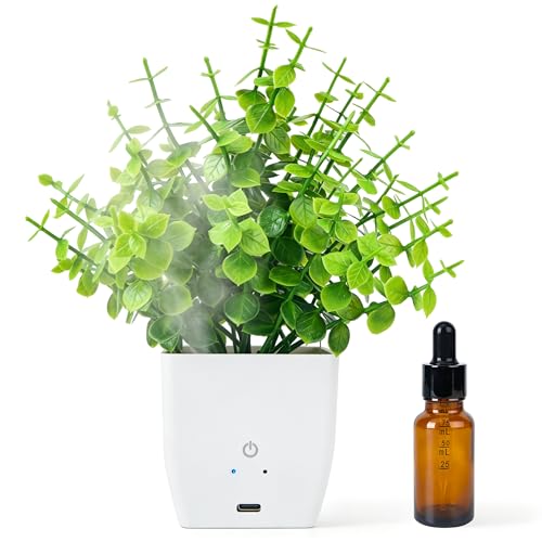 Der Rose Fake Plants Artificial Plants, Green Eucalyptus Style in White Pot, Small Decorative Accent for Bathroom Office Desk Shelf Bedroom Home Decor
