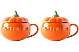 Luxshiny 2 Pcs Pumpkin Ceramic Soup Bowl Set: Delightfully Festive for Halloween