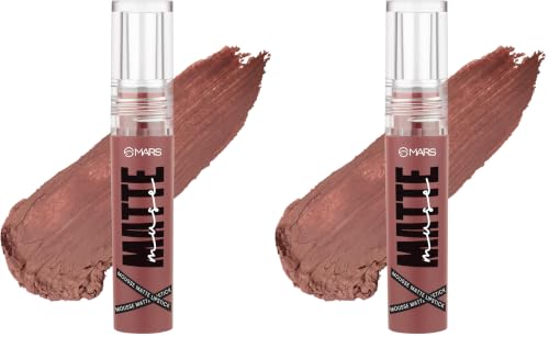 Image of MARS Matte Muse Mousse Lipstick (3ml) (05-EMPRESS) with Doe-Foot Applicator | Highly Pigmented | Smooth Texture | Hydrating Formula | Blurry Lips Effect (Pack of 2)