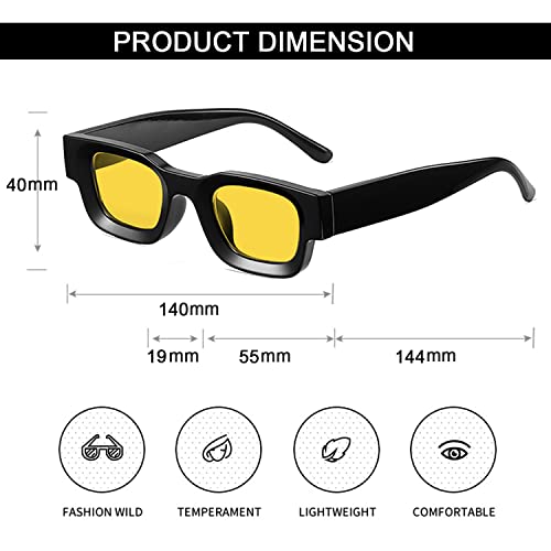 Image of EYLRIM Thick Square Frame Sunglasses for Women Men Chunky Rectangle Polarized Sunglasses UV400 Protection