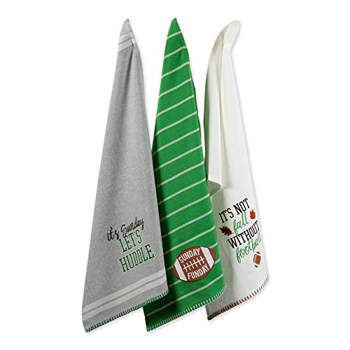 DII Football Decorations for Home & Kitchen Game Day Party Décor, Dishtowel Set, 18x28, Let's Huddle, 3 Piece