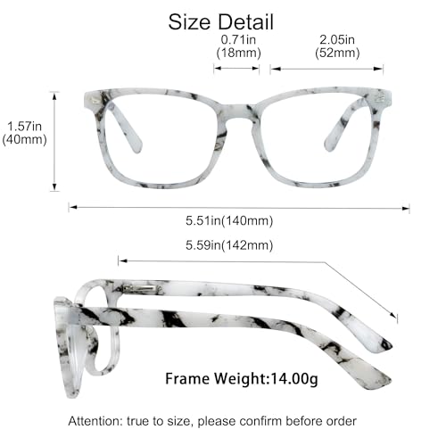 Image of YEIN Progressive Multifocus Reading Glasses, Spring Hinge Blue Light Blocking Glasses for Women Men, No Line Multifocal Readers with Clear Lenses (marble,+0.00 /+1.25 magnification)
