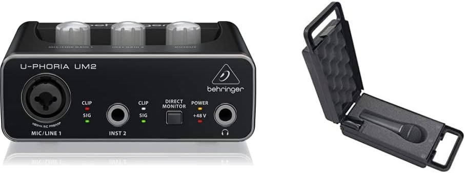 Behringer U-Phoria UM2 USB Audio Interface and Behringer XM8500 Dynamic Cardioid Vocal Microphone Bundle