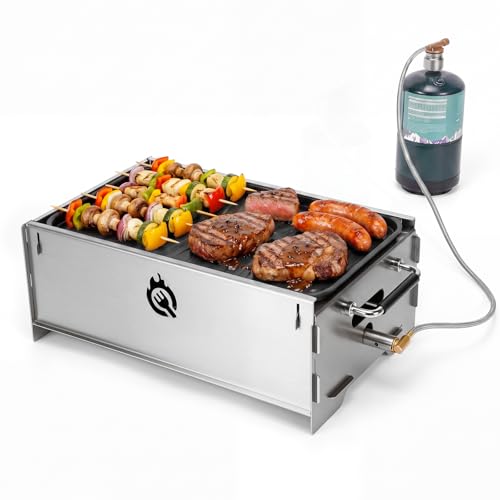Stainless Steel Portable Tabletop Charcoal Grill, Foldable Camping Grill