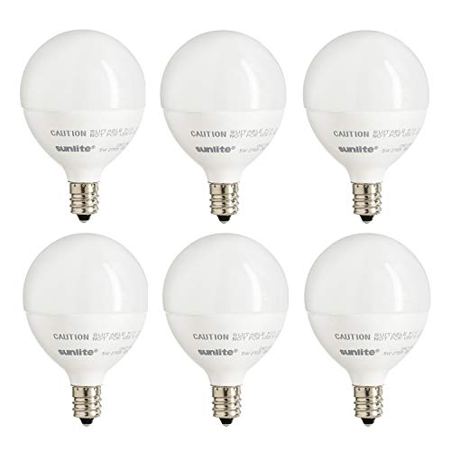 Sunlite 82041 Led G16.5 Light Bulb, 5 Watts (40W Equivalent), 350 Lumens, 90 Cri, Candelabra Base (E12), Frost, Dimmable, Energy Star, Title-20 Compliant, Etl Listed, 3000K Warm White, 6 Pack #TOP29