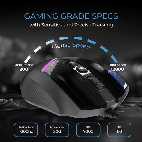 EvoFox Blaze Ultra Value 8 Button Programmable Gaming Mouse with 1000Hz Polling Rate | Gaming Grade DPI 200 to 12800 | Ultra-Responsive 7000fps | RGB Lights with Music sync Mode | Windows Software view 2