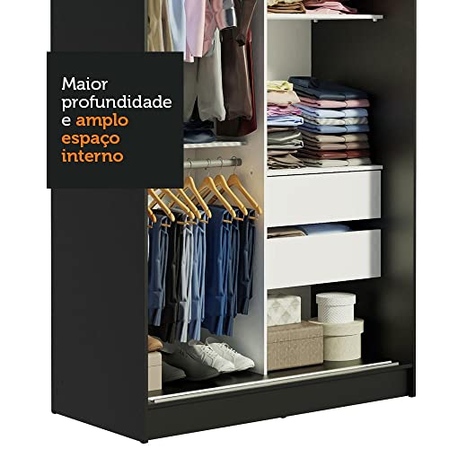 Guarda-Roupa Solteiro Madesa Tokio 2 Portas de Correr com Espelho 2 Gavetas