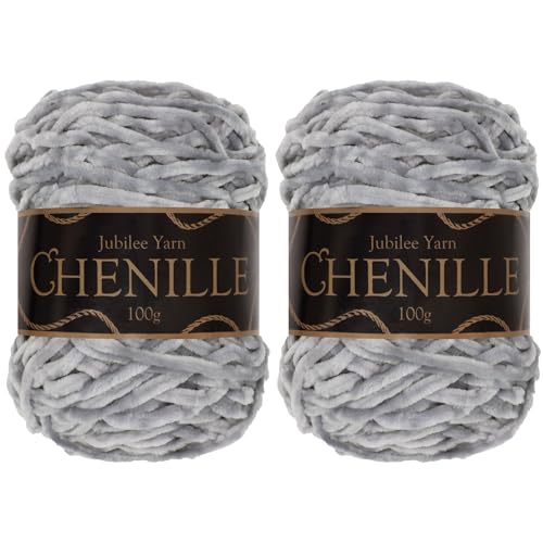 JubileeYarn Chenille Yarn - Worsted Weight - 100g/cake - Mother of Pearl - 2 Cakes, 010 Mother of Pearl