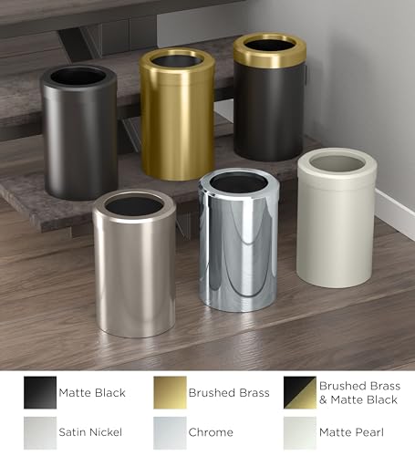 Image of Gatco Small Bathroom Trash Can With Lid, Round 3 Gallon Stainless Steel Wastebasket, Under Sink, Matte Black, For Bathroom, Bedroom, Office (1912)