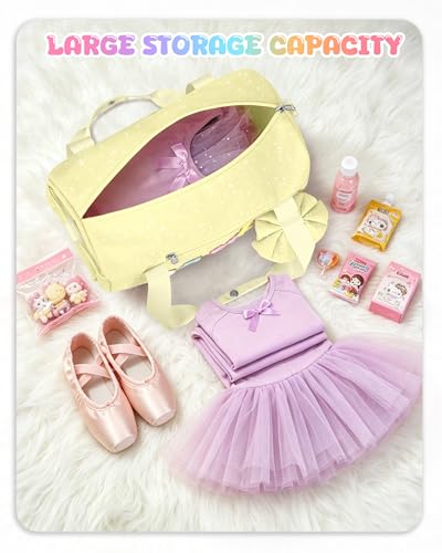 Image of Glitter Dance Ballet Bag Small Cheer Duffle Travel Bag with Bow Decoration
