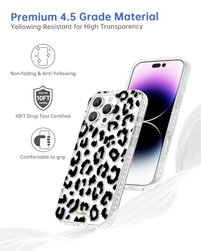 Coque iPhone 16 Pro Max transparente jolie coque anti-chute motif léopard