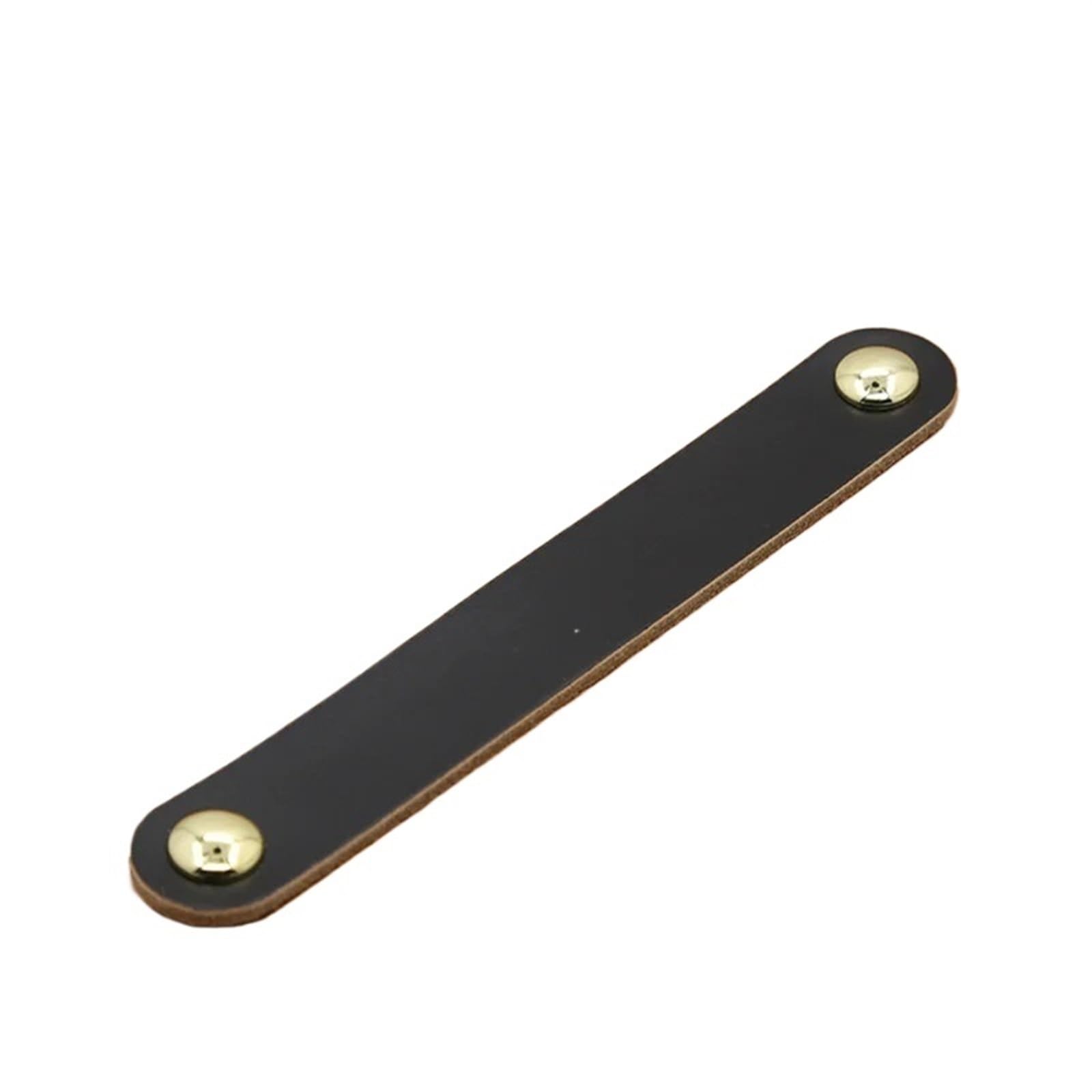 CQAHDSEVF Leather Drawer Pulls, Leather Drawer Pull Handles Multicolor 96/128mm for Cabinet Wardrobe(Black-gold-128mm)