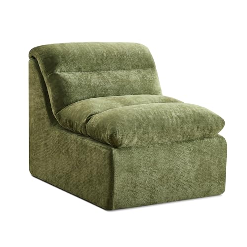 WUTUTUEE Boneless Chair, Double-Layer Armless Floor Sofa with High Density Memory Foam, No Assembly Togo Sofa, Chenille Bean Bag Chairs for Living Room, Bedroom, Comfy Cloud Chair (Green)