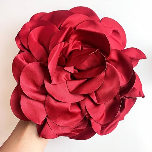 Image of Heyiwell Large Satin Fabric flower for Brooch Pin Wedding Party Dance Dress Suit Clothes Head Hair Accessories DIY Decor 9.45 inchInch