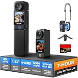 SJCAM C300 Vlogging Combo, 4K Action Camera,Magnetic Body Cam & Handheld Detachable Design, Vlogs for Content Creators YouTube Streaming,7Hour Power,Stabilization,Waterproof,Black
