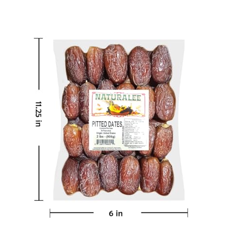 Naturalee Dried Dates 2 lb - Pitted - No Added Sugar, No preservatives - Gluten Free, Vegan, High Fiber Snack