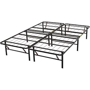 Amazon Basics Foldable Metal Platform Bed Frame with Tool Free Setup, 14 Inches High, Full, Black
