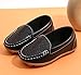 LONSOEN Toddler/Little Kid Boys Girls Soft Synthetic Leather Loafer Slip-On Boat-Dress Shoes/Sneakers Size 4 Big Kid,Black,SHF103 CN36