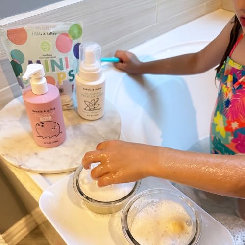 Image of Dabble & Dollop Mini Bath Bombs, Soothing Scents - Natural Origin, Mixable Scents, Clean Ingredients, No Synthetic Dyes, Toddler & Kids Bath Bombs in Resealable Pouches (Set of 24)