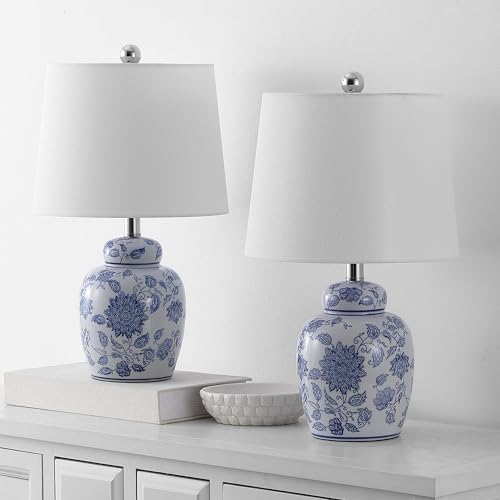Lámpara de mesa cerámica blanca y azul set 2 miniatura 4