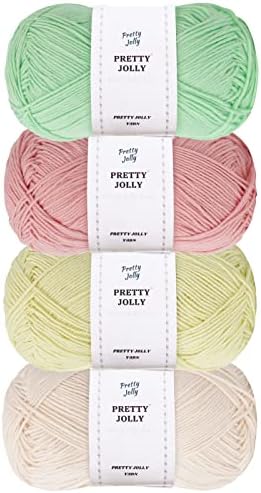 Pretty Jolly 4 Skeins Soft Baby Yarn 100% Cotton Yarn for Crochet Knitting 4 Ply Yarn Blanket Yarn for DIY Craft Fingering Weight Yarn Total Length 4×175ysd/4×50g(Aqua)