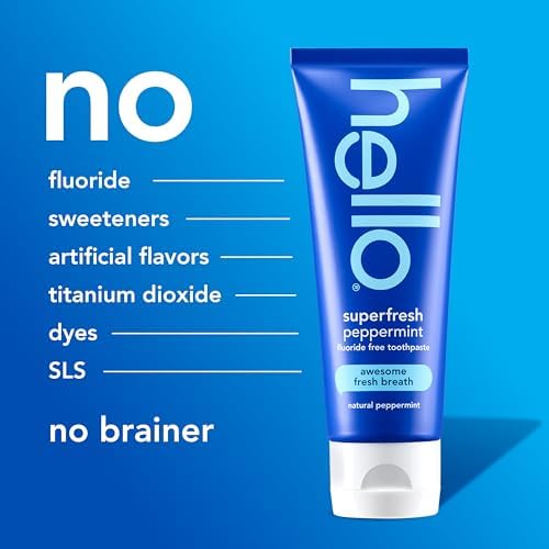 Hello Superfresh Natural Peppermint Fluoride Free Toothpaste for Bad Breath, 5 Oz, Minty Bad Breath Toothpaste, SLS Free, Vegan, Helps Whiten Teeth by Removing Surface Stains (Pack of 3) — view 7