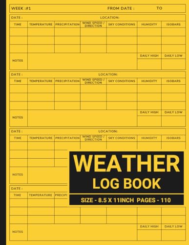 Weather Log Book: Daily Meteorology Journal for Weather Watchers to Track Temperature, Clouds, Wind, Rainfall and Seasonal Changes