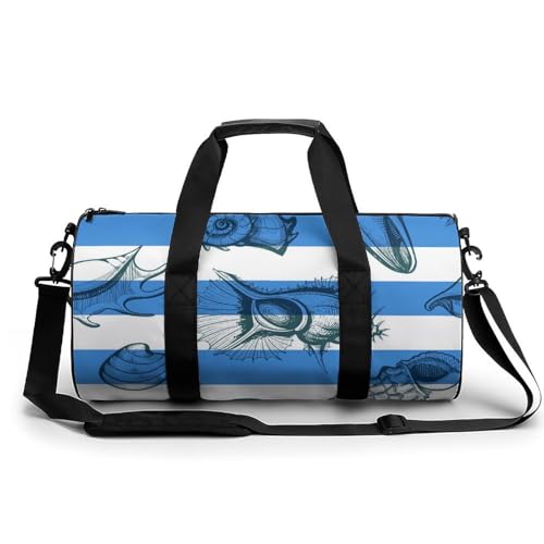Sac de voyage 45x23x23cm bleu blanc contre le manque de place en gym