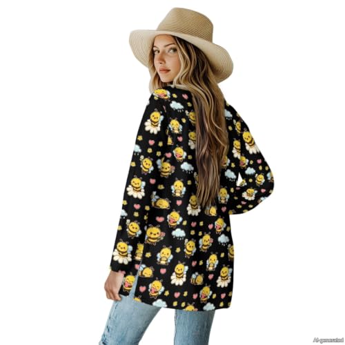 Image of Forchrinse Red Ladybug Cardigan for Women Causal Long Sleeve Open Front Cardigans Sweater Fashion 2024 Fall Coat with Pockets