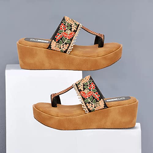 Image of Fabric Platform Low Heel Wedges For Women and Girls