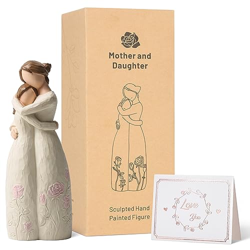 Gifts for Mom, Mother and Daughter Figurines, Mother Daughter Gift Hand Painted Figure, for Christmas, Thanksgiving, Mother's Day or Birthday.