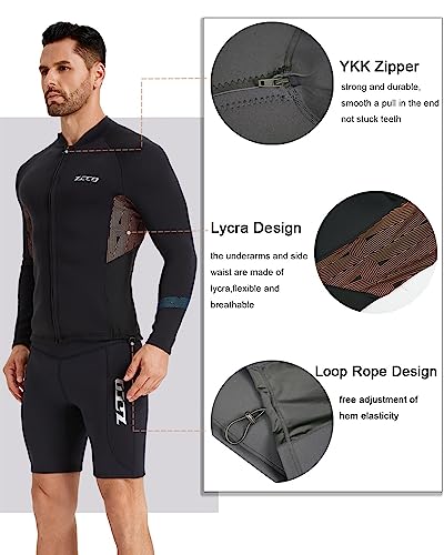 Roupa de mergulho feminina masculina jaqueta de neoprene camisa de mergulho mergulho 1,5 mm manga co