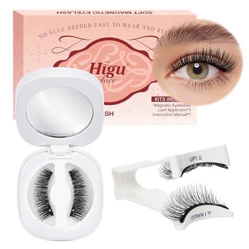 Image of Magnetic-Eyelashes Kit with Applicator, Higu clace Reusable Magnetic Lashes No Glue Needed, Portable False Eye Lashes with Clamp Easy to Wear for beginners (Style 01)