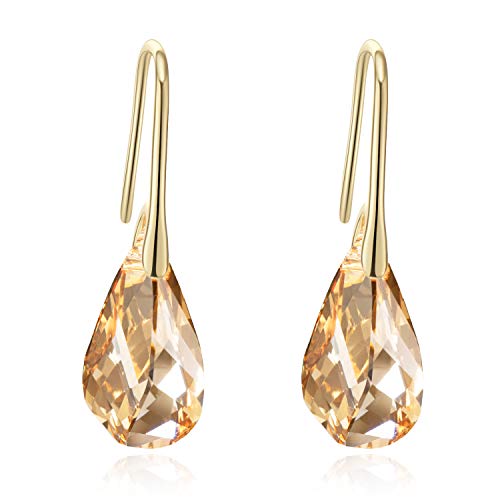 Dangle Earrings with Swarovski Crystals Gold Crystals Dangle Earrings for Women Teardrop Earrings