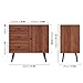 Homfa Wide Dresser with 3 Drawer Chest and 1 Side Cabinet, 31L inch End Table Nightstand, File Storage Organizer Shelves, Accent Wood Frame Home Office, Walnut Brown