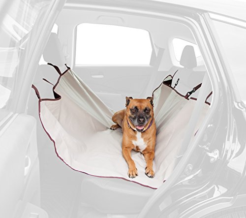 IRIS USA, Inc. Large Dog Car Seat Hammock Cover, Water-Resistant and Easy Install Fits Standard Size Car Backseat Cover and Protects Against Dirt and Animal Hair for Pet Dog Cat, Beige