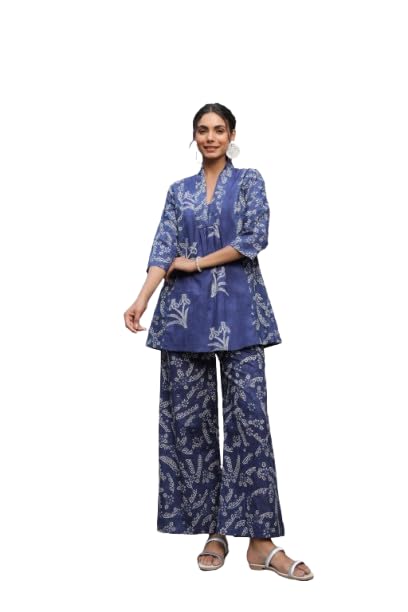 Women's Pure Cotton Blue Printed Co-ord Set-image-22