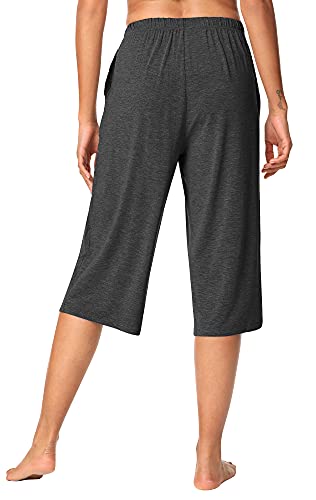 WiWi Viscose Capri Pants for Women Wide Leg Pajama with Pockets Soft Knit Lounge Sleep Pj Bottoms S-XXL - Image 4