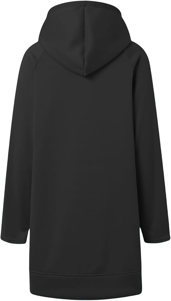Fall Long Hoodies for Women,Long Sleeve Plus Size Plain Casual Pullover Hooded Sweatshirts with Drawstring & Pocket