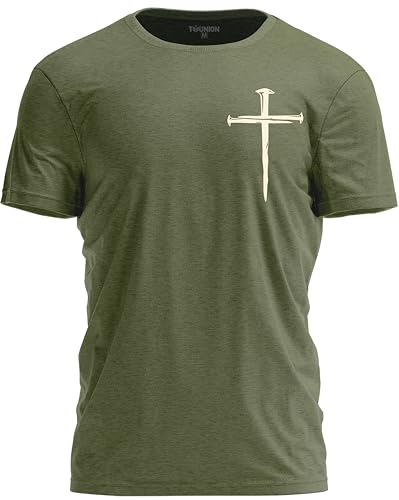 TeeUnion Christian Shirts for Men Religious Jesus Shirt with Cross Graphic Military Green