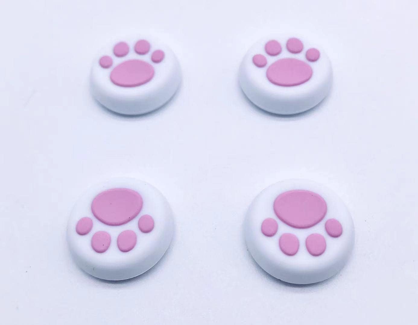 Set of 4 Analog Stick Joystick Controller Performance Thumb Grip Compatible with PS5, PS4, Xbox One, Xbox Series X/S Compatible with Switch Pro - (White + Pink)