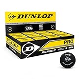 Dunlop Sports Squashbälle Pro doppelGelb, 12 Stück, Offizieller Turnier-Squashball, Schwarz