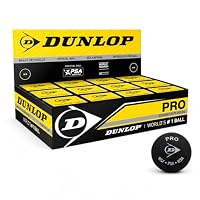 Dunlop Sports Squashbälle Pro doppelGelb, 12 Stück, Offizieller Turnier-Squashball, Schwarz