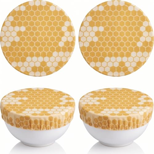 Reusable Beeswax Food Covers, 100% All Natural Wax & Cotton, Bee Friendly Eco Kitchen Storage Essentials (Honey Comb,2PK, Utility Size)