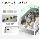 Stainless Steel XL Cat Litter Box for Cats, High-Sided Design Prevents Urine Leakage, Non-Stick, Easy to Clean, Includes Scoop, Gray