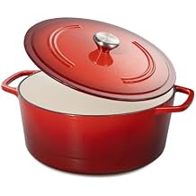 Chef Power Dutch Oven Pot with Lid 6QT, Enameled Cast Iron Dutch Oven for Bread Baking, Braising, Stews, Roasting, Oven Safe Dutch Ovens, Gradient Red