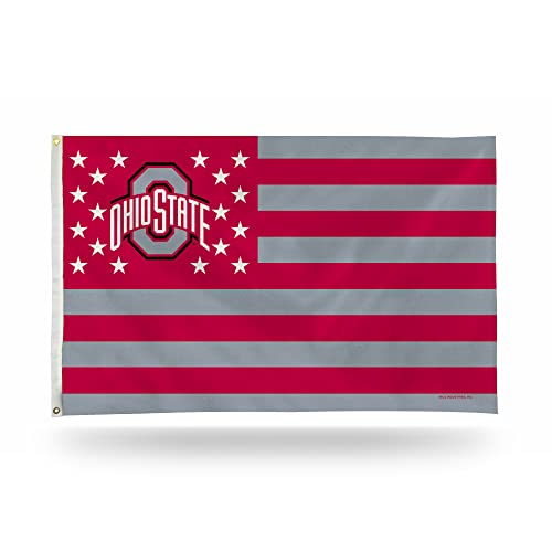 Rico Industries NCAA Ohio State Buckeyes Stars & Stripes 3' x 5' Banner Flag Single Sided - Indoor or Outdoor - Home Décor