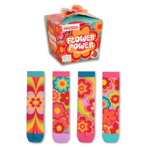 United Oddsocks Flower Power Coffret Cadeau avec 4 Chaussettes Femme